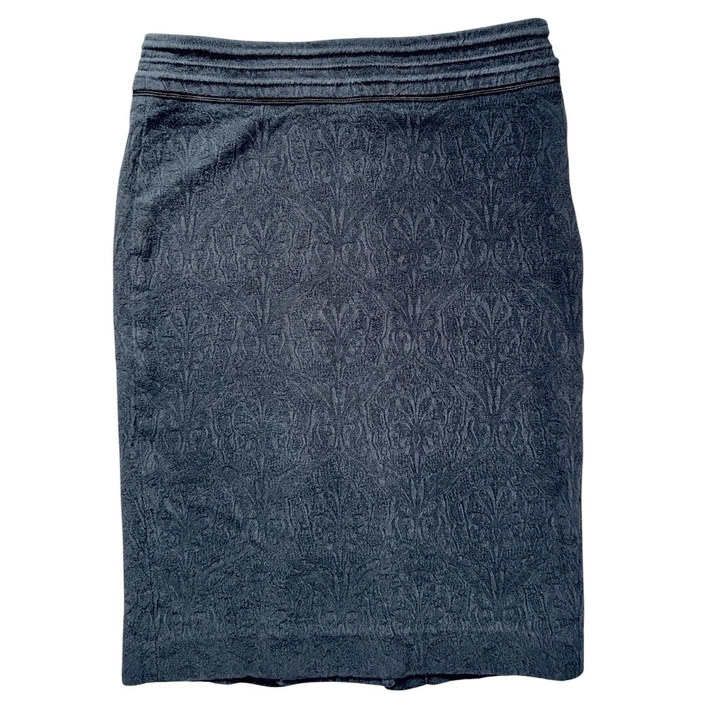 Kingslee Greene Size 4 Skirt Gray Textured Jacquard Midi Pencil w/ Grommet Detai